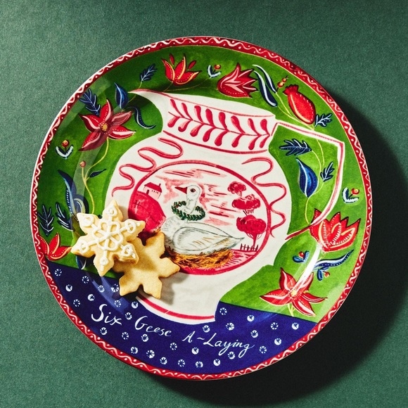 Anthropologie Emily Maude festive dessert plate - Picture 1 of 4